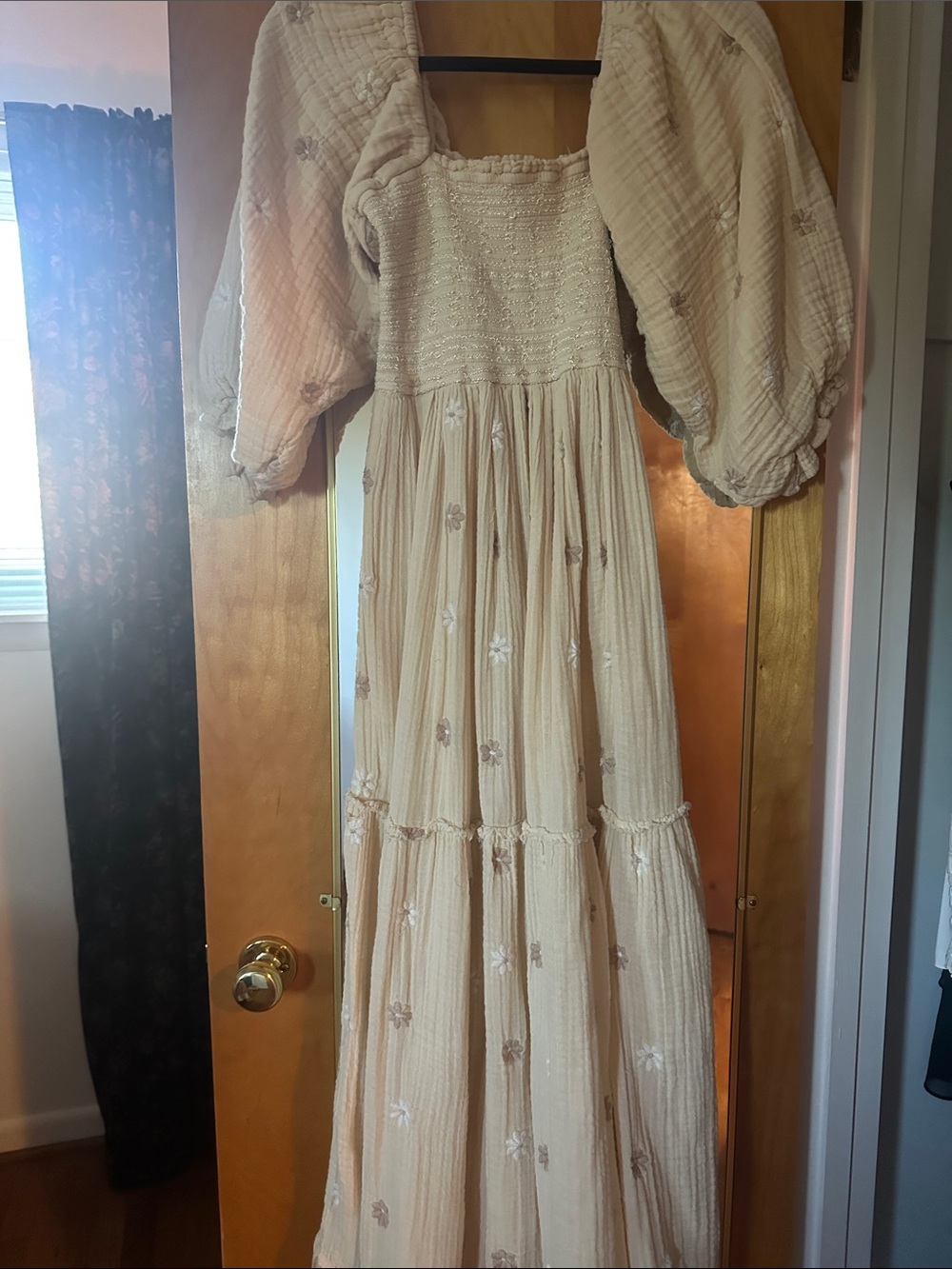 Free People Boho Floral Embroidered Maxi Dress